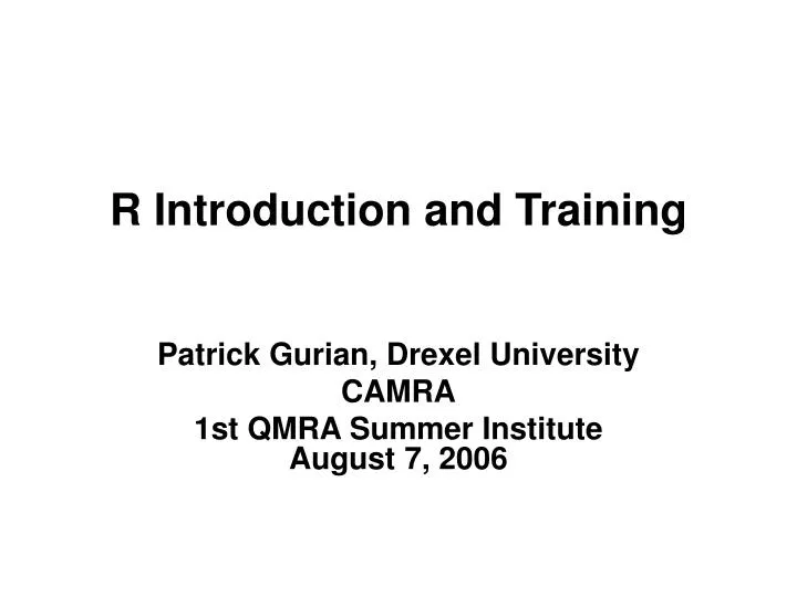 r introduction and training