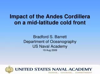 Impact of the Andes Cordillera on a mid-latitude cold front