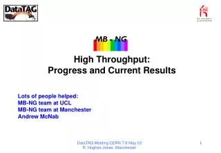 High Throughput: Progress and Current Results