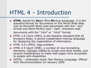 HTML 4 - Introduction
