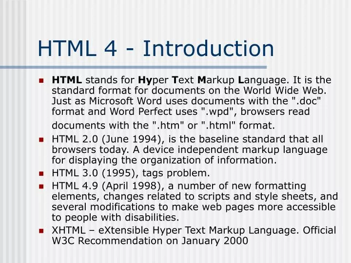 html 4 introduction