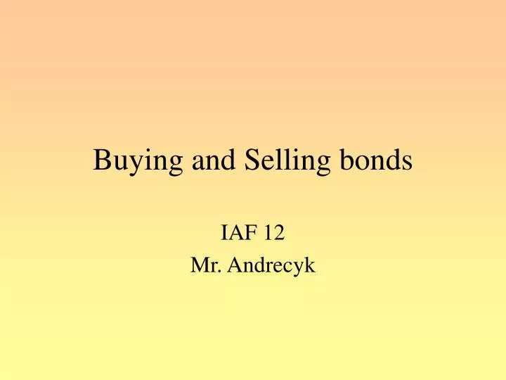 buying and selling bonds