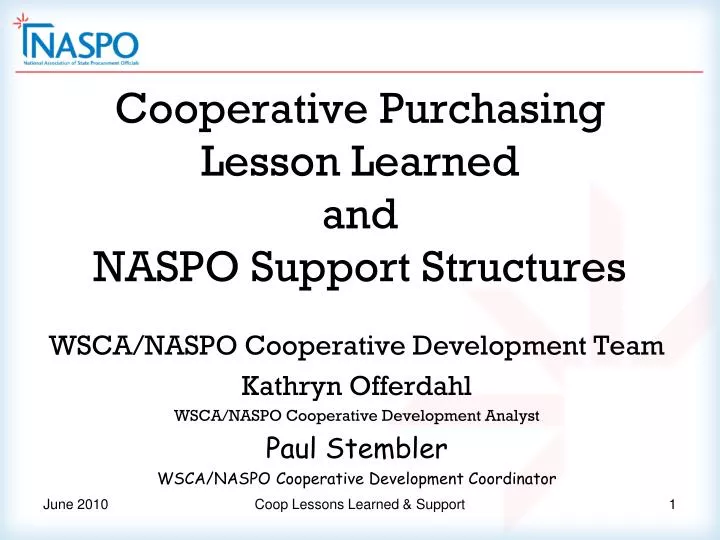 cooperative purchasing lesson learned and naspo support structures