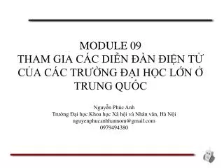 module 09 tham gia c c di n n i n t c a c c tr ng i h c l n trung qu c