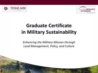 Graduate Certificate in Military Sustainability