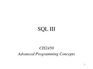 SQL III