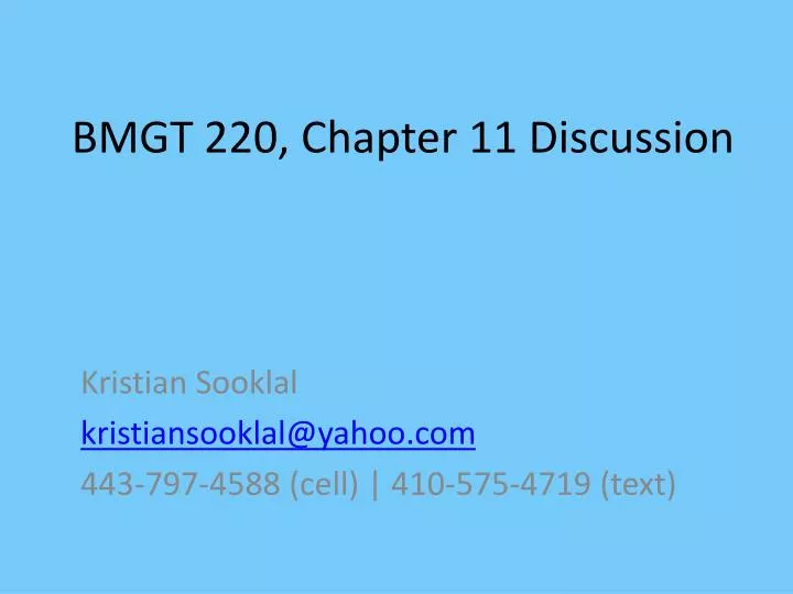 bmgt 220 chapter 11 discussion