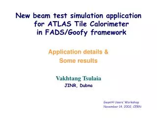 New beam test simulation application for ATLAS Tile Calorimeter in FADS/Goofy framework
