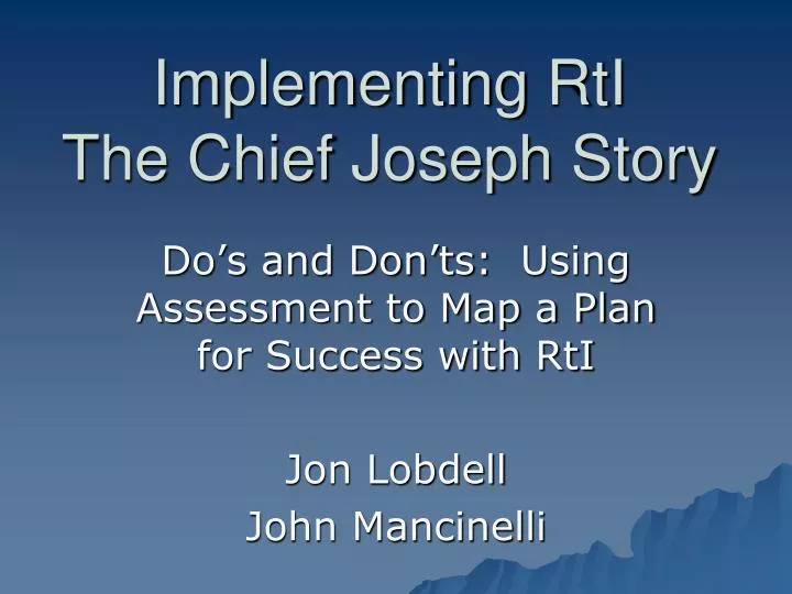 implementing rti the chief joseph story