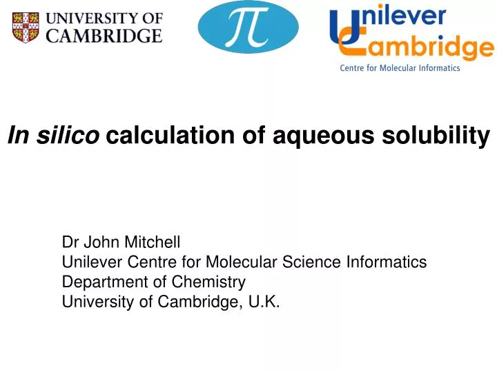 in silico calculation of aqueous solubility
