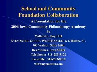 School and Community Foundation Collaboration