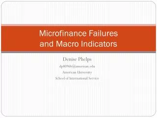 Microfinance Failures and Macro Indicators