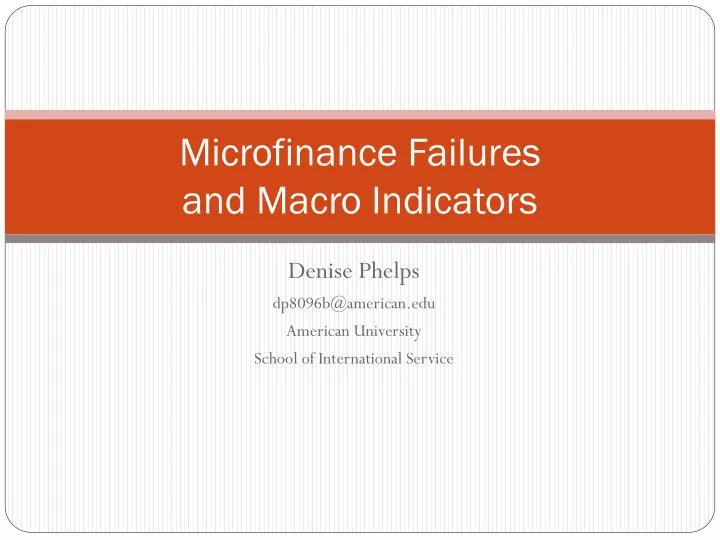 microfinance failures and macro indicators