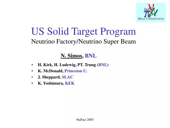 us solid target program neutrino factory neutrino super beam