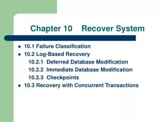 Chapter 10 Recover System