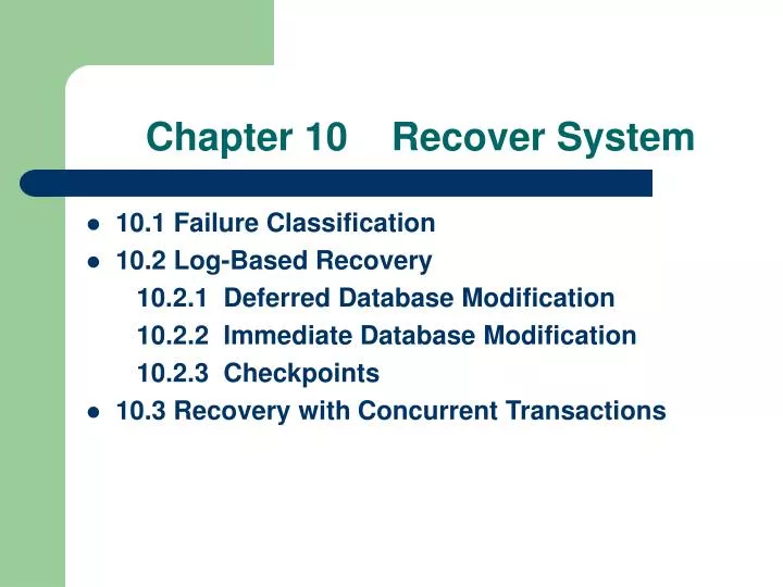 chapter 10 recover system