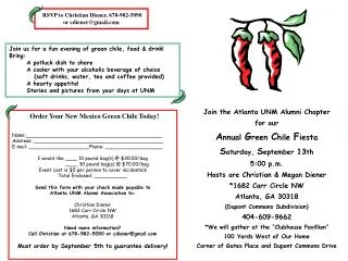 Join the Atlanta UNM Alumni Chapter for our A nnual G reen C hile F iesta