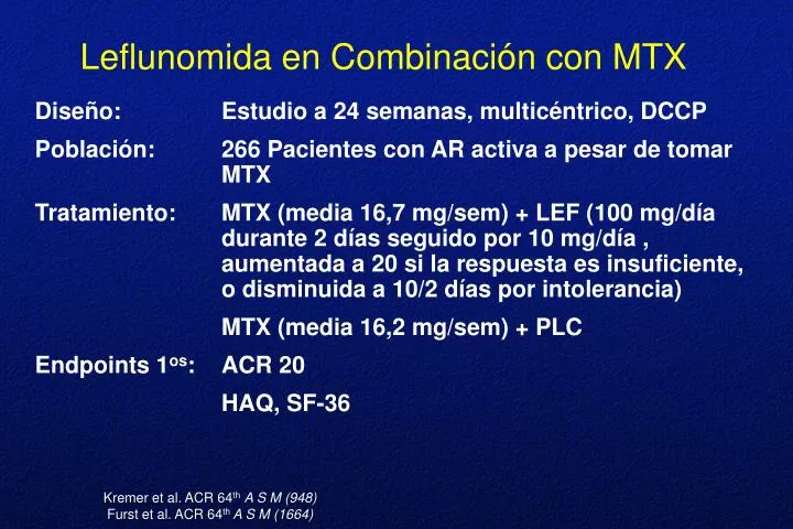 leflunomida en combinaci n con mtx