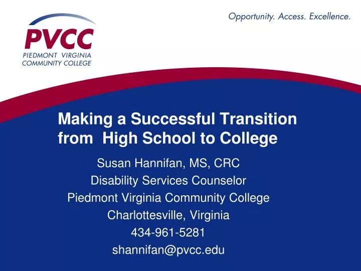 making a successful transition from high school to college