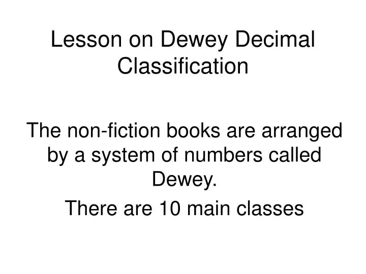 lesson on dewey decimal classification