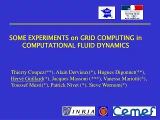 SOME EXPERIMENTS on GRID COMPUTING in COMPUTATIONAL FLUID DYNAMICS