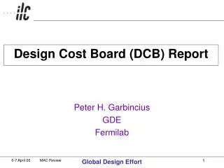 Design Cost Board (DCB) Report