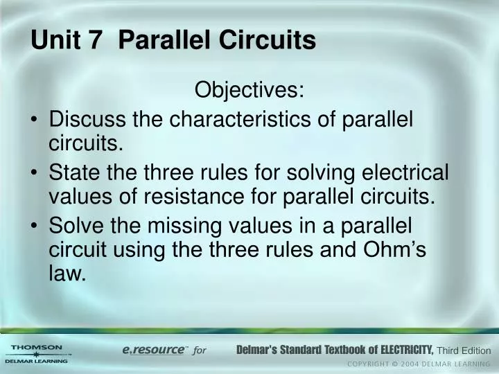 unit 7 parallel circuits