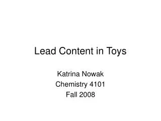Lead Content in Toys