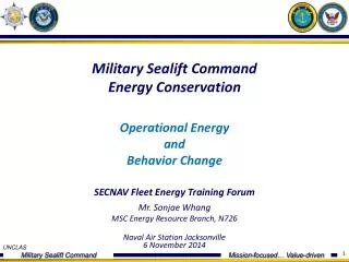 Military Sealift Command Energy Conservation Operational Energy and Behavior Change