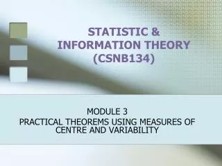 STATISTIC &amp; INFORMATION THEORY (CSNB134)