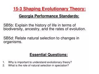 15-3 Shaping Evolutionary Theory: