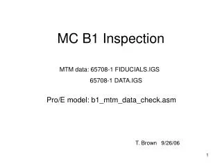 MC B1 Inspection