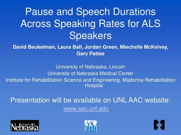 pause and speech durations across speaking rates for als speakers