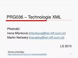 PRG036 – Technologie XML