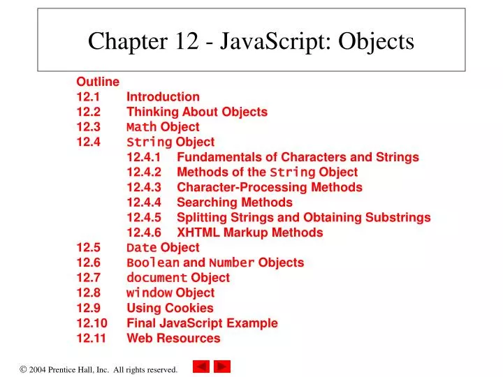 chapter 12 javascript objects