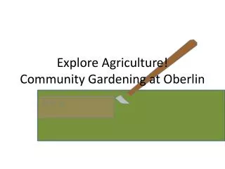 Explore Agriculture! Community Gardening at Oberlin
