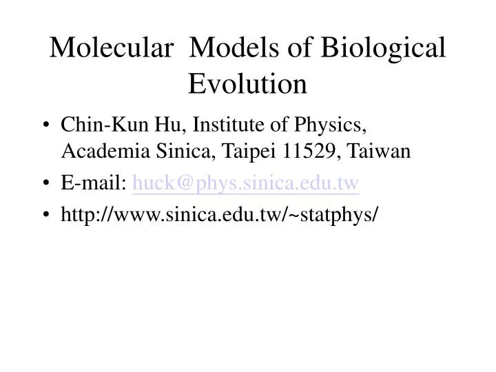 molecular models of biological evolution