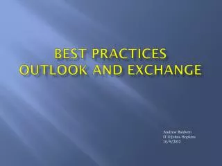 Best Practices Outlook and Exchange