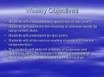 Weekly Objectives - slide 1