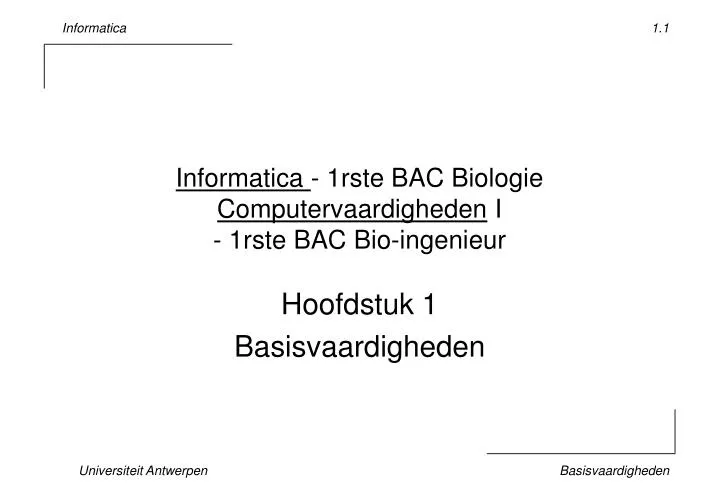 informatica 1rste bac biologie computervaardigheden i 1rste bac bio ingenieur