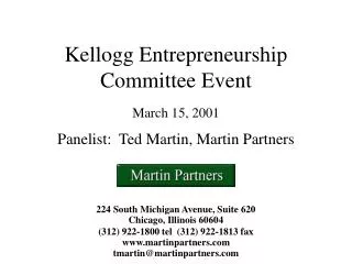 Kellogg Entrepreneurship Committee Event March 15, 2001