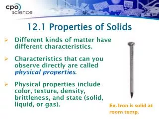 12.1 Properties of Solids
