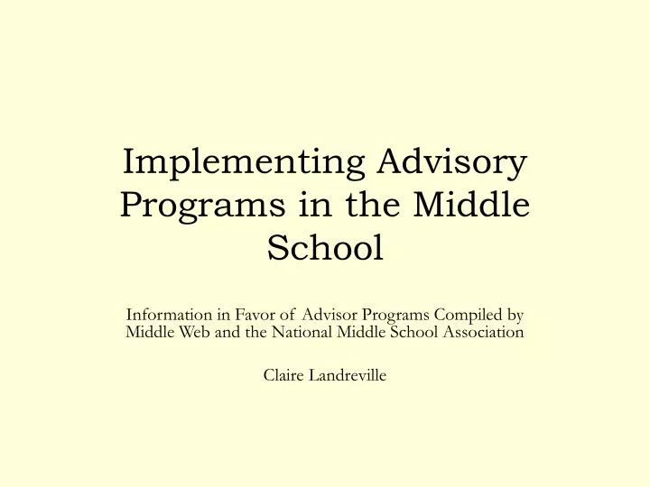 implementing advisory programs in the middle school