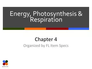 Energy, Photosynthesis &amp; Respiration