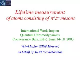 Lifetime measurement of atoms consisting of ? ? ? ? mesons