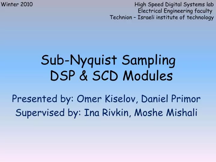 sub nyquist sampling dsp scd modules