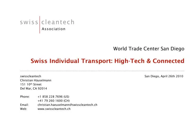 world trade center san diego swiss individual transport high tech connected