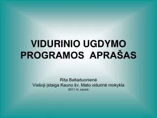 vidurinio ugdymo programos apra as