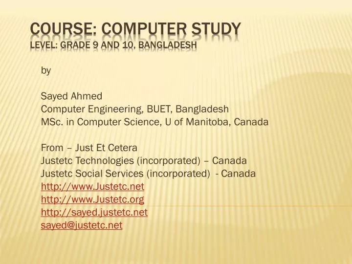 course computer study level grade 9 and 10 bangladesh