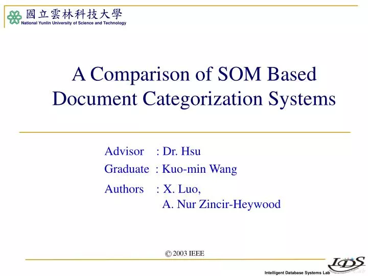 a comparison of som based document categorization systems